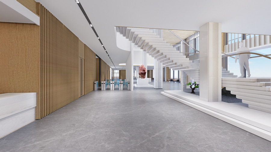 上海云行智创园大堂雕塑优化